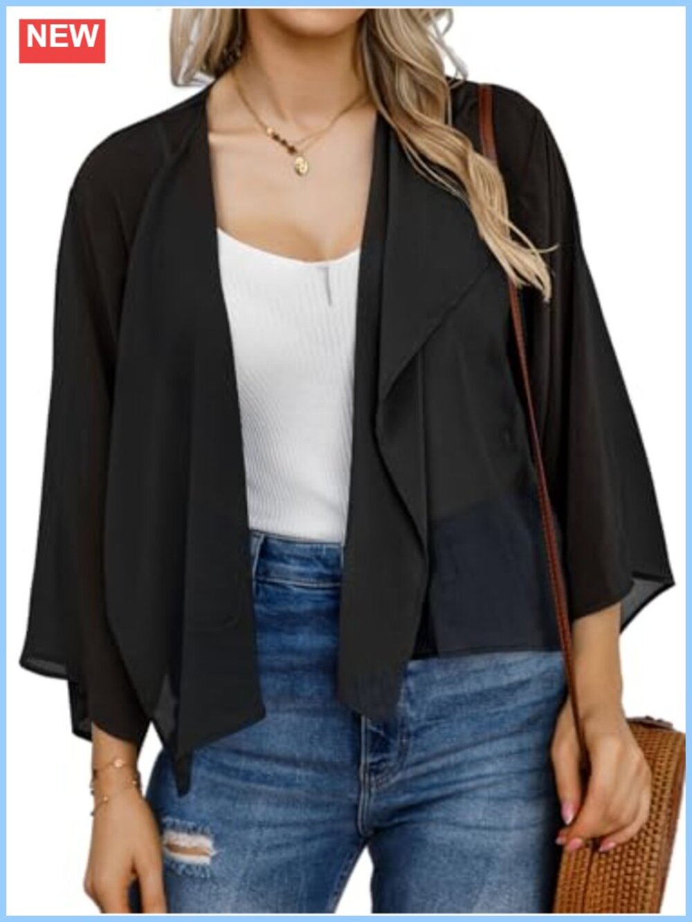 Womens Chiffon Shrug Cardigan Open Front Bolero Kimono Short Sleeve